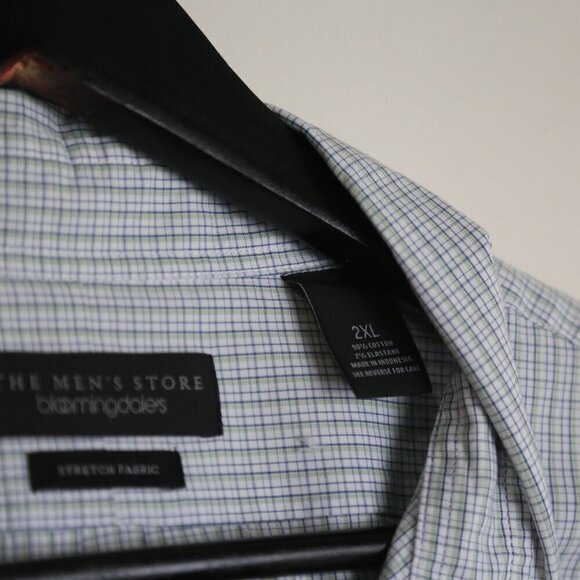 The Men's Bloomingdale's Green Multi Plaid Button Down Stretch Fabric Size 2XL - Picture 3 of 6